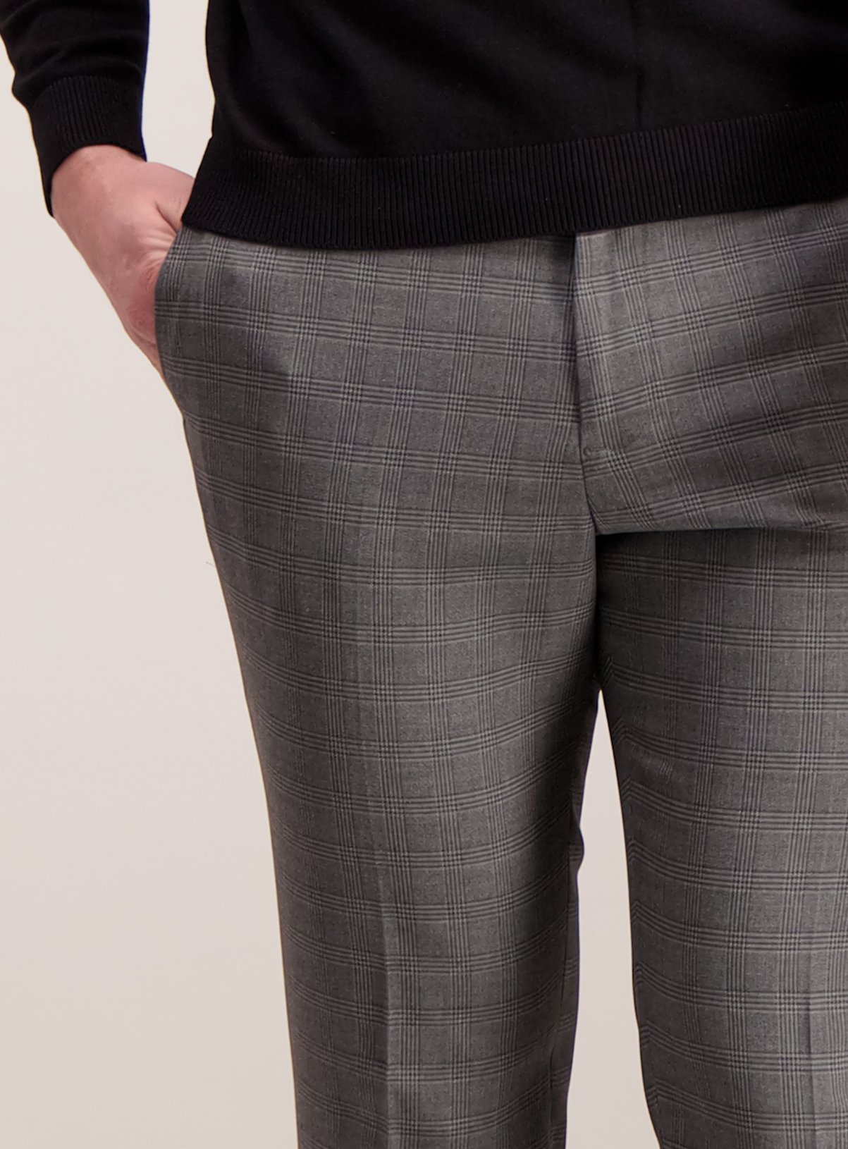 Grey Check Slim Fit Trousers With Stretch Review