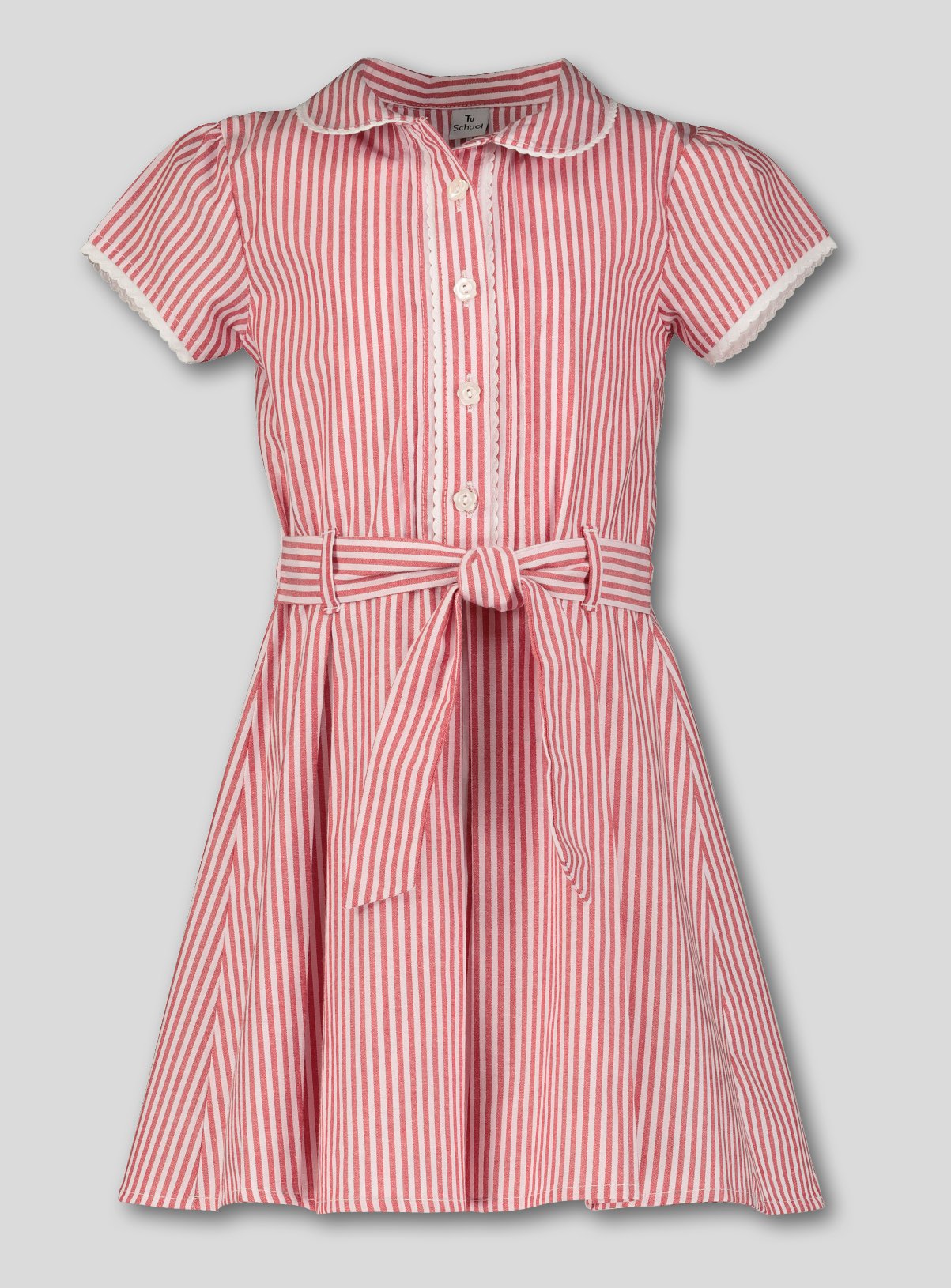 pink and red striped dress