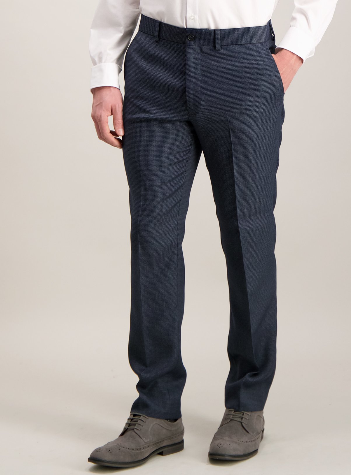 Blue Puppytooth Check Slim Fit Suit Trousers With Stretch - Review