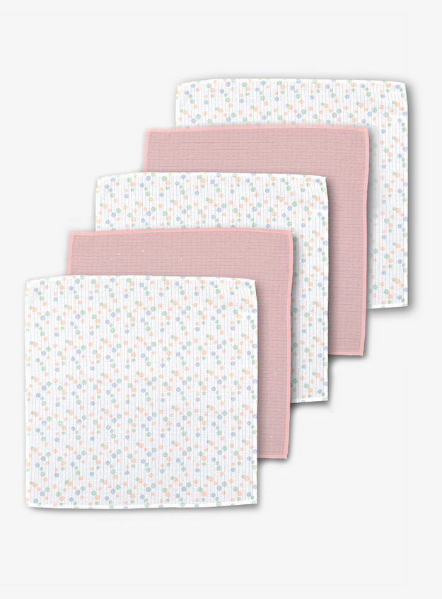 Baby Pink/White & Green Spots 3 Pack of Muslinz Muslin Squares 100% Cotton Supersoft