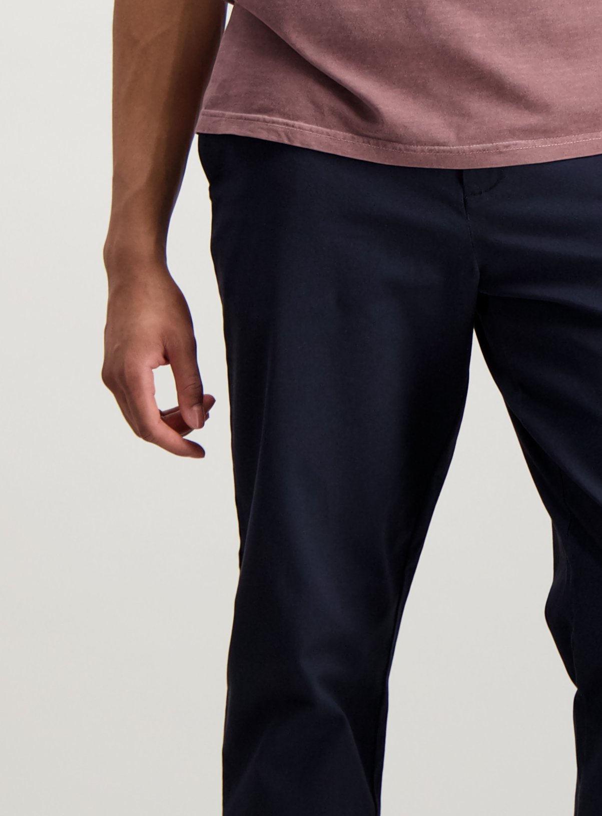 Navy Blue Tapered Fit Chinos With Stretch Review