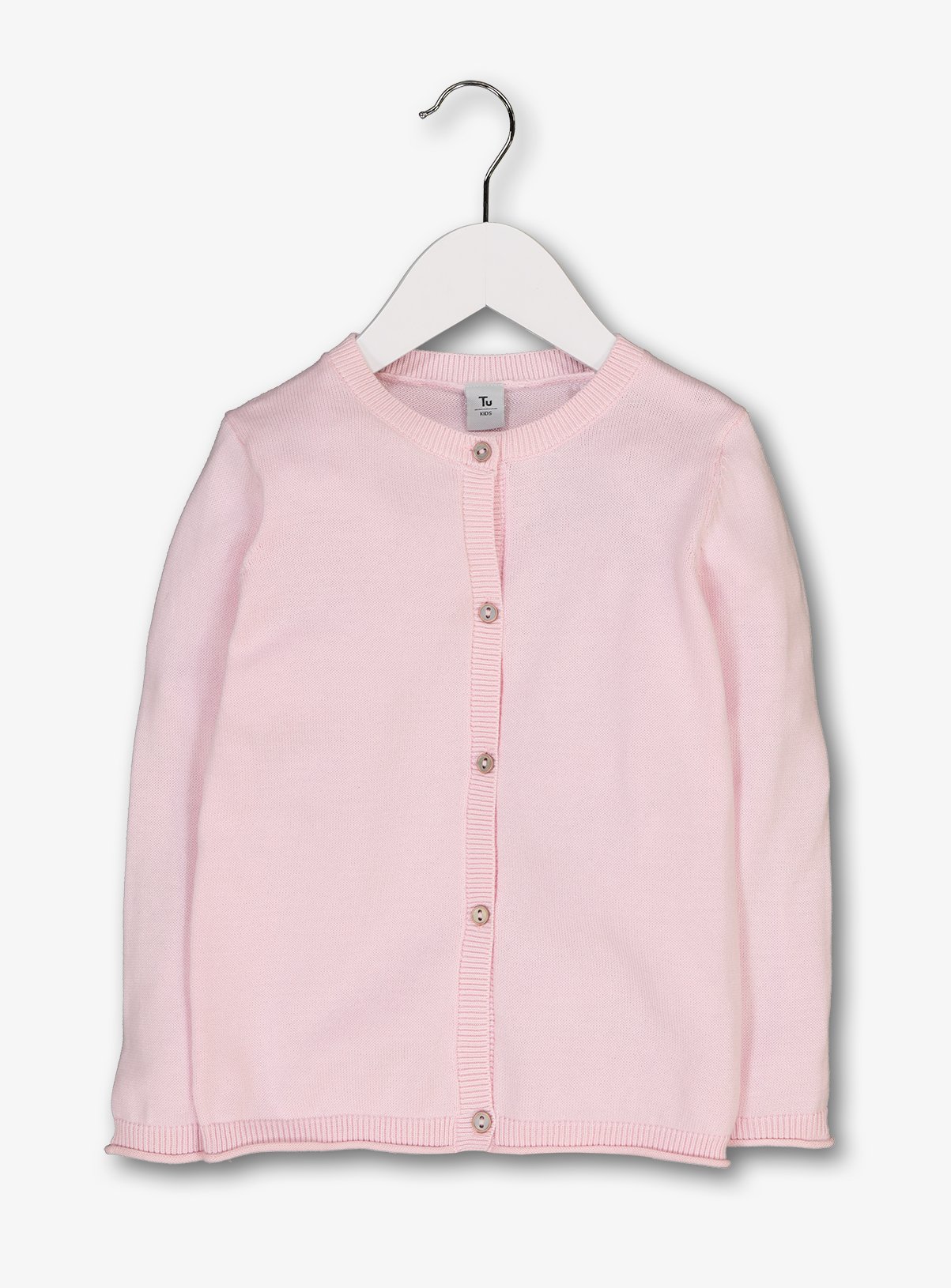 pink crew neck cardigan