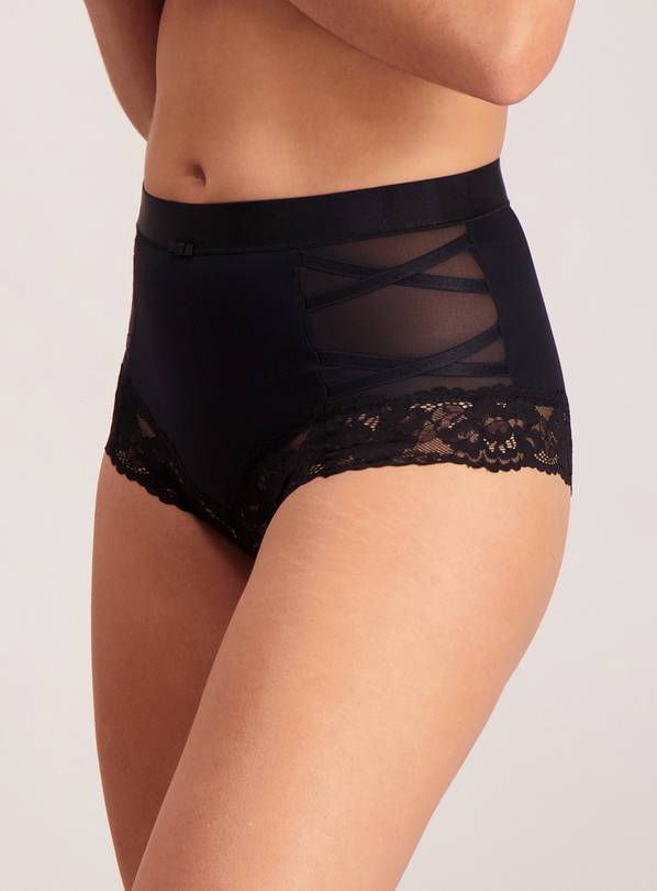 Buy Navy/White High Rise Tummy Control Lace Knickers 2 Pack from
