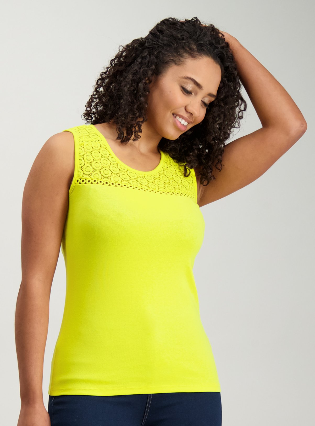 Yellow Lace Panel Vest Top Review