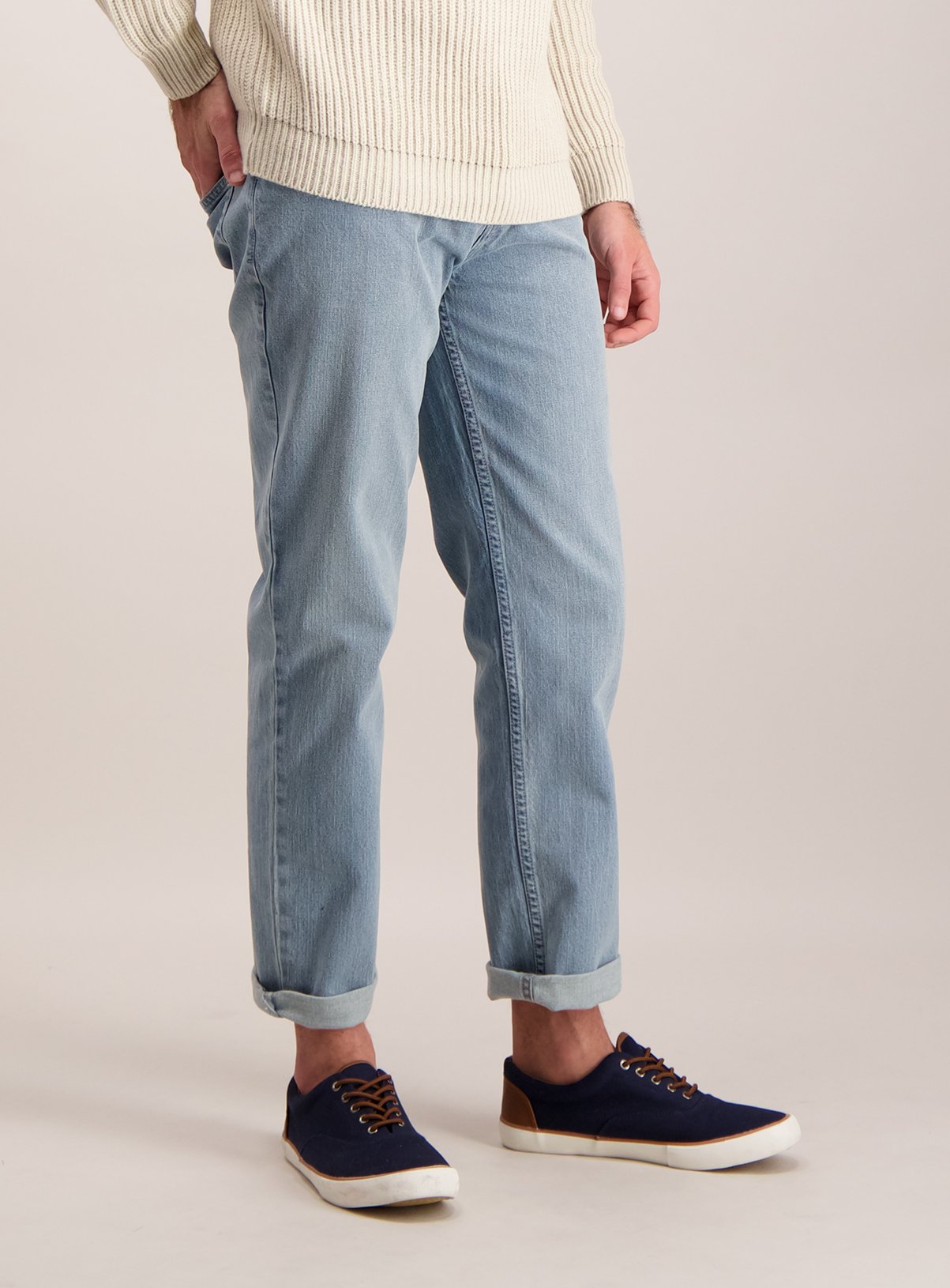 straight leg light blue jeans
