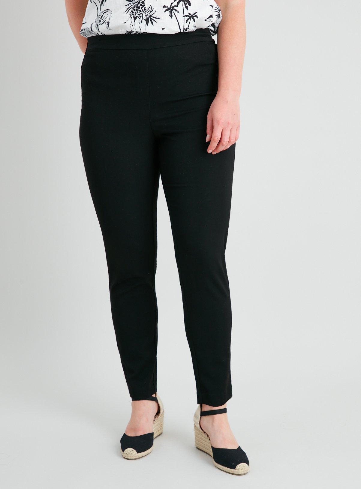 skinny leg black trousers
