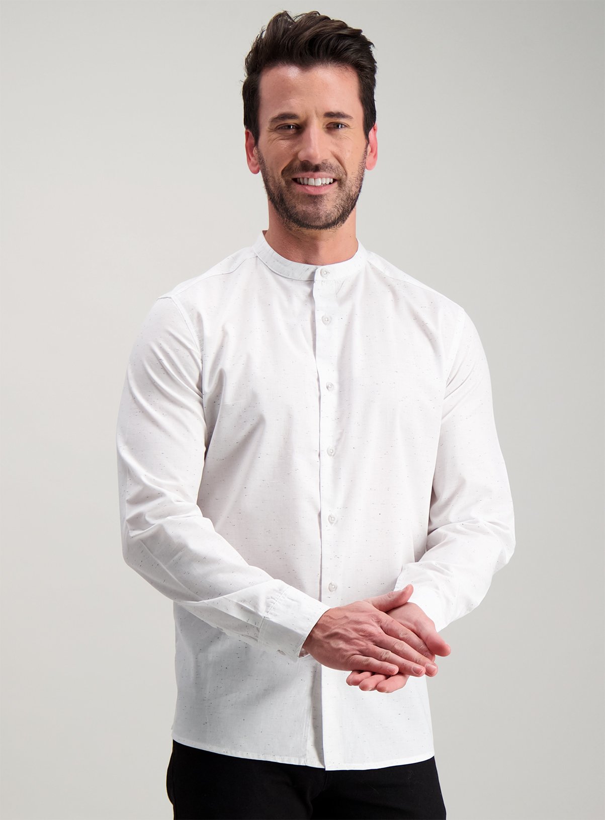 Online Exclusive White Slub Regular Fit Grandad Shirt Review