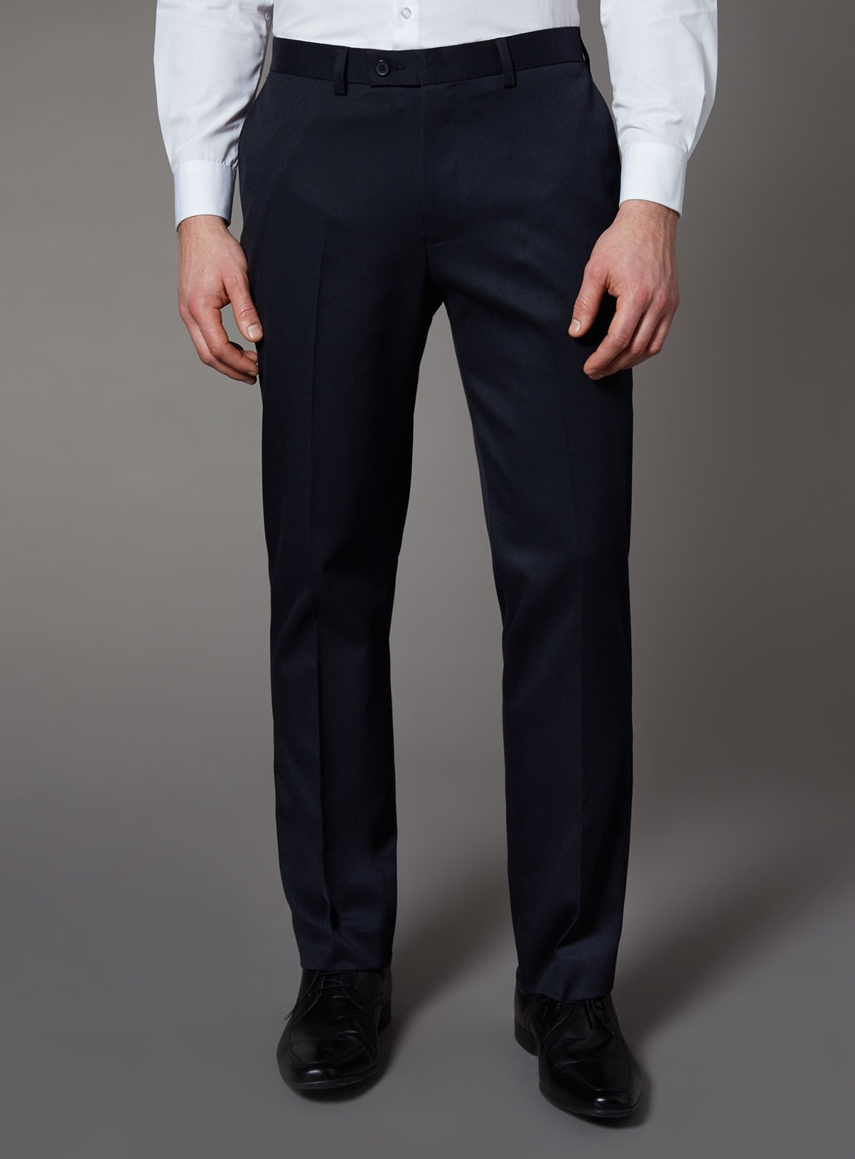 Navy Tailored Fit Trousers With Stretch Review