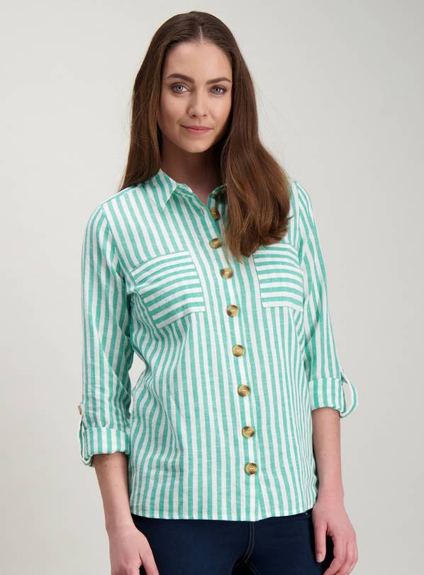 Green & White Stripe Shirt - 6