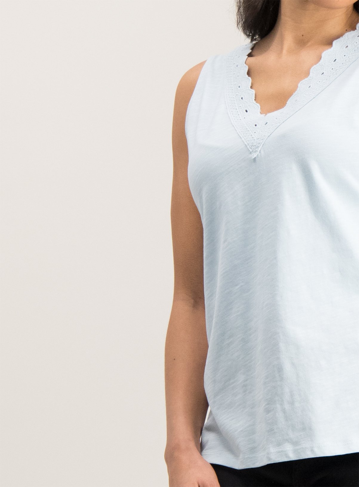 SKU TIKI VNECK LACE TRIM VEST:Blue:6 - Image 2 thumbnail