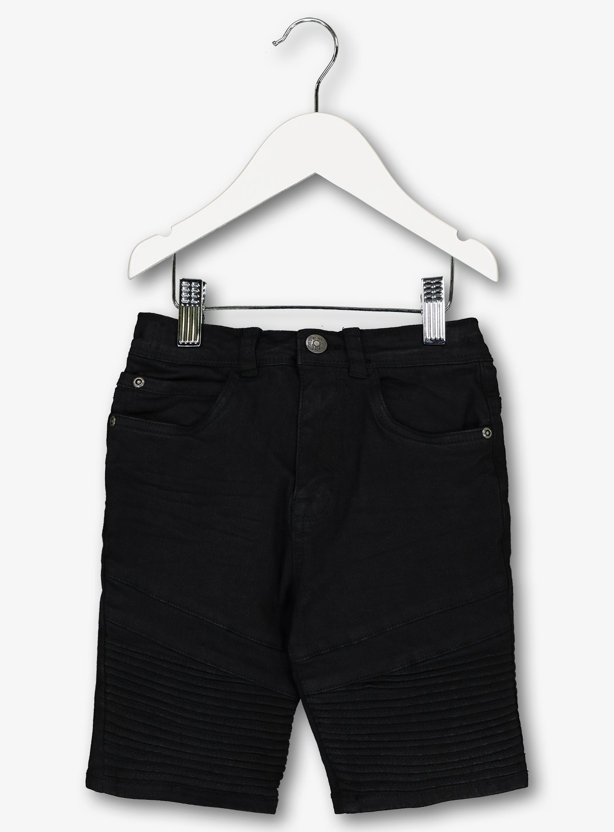 black denim biker shorts