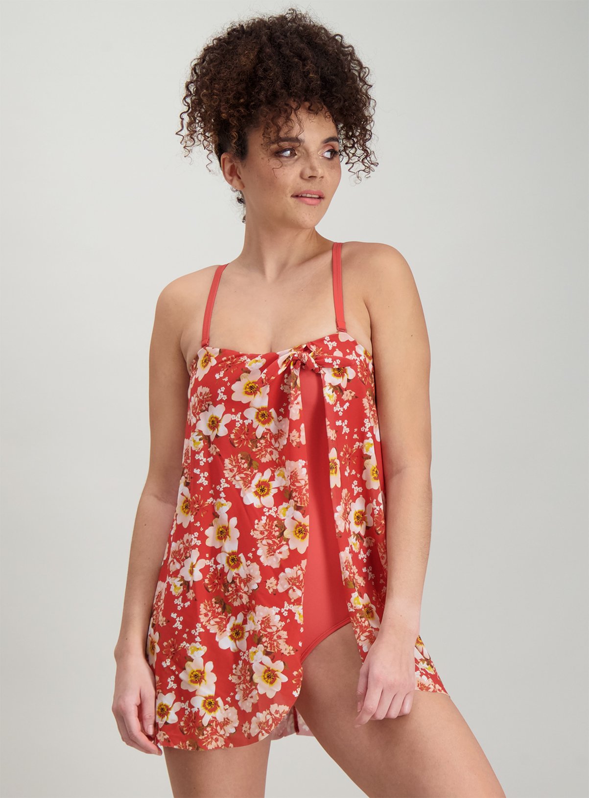 coral swim dress