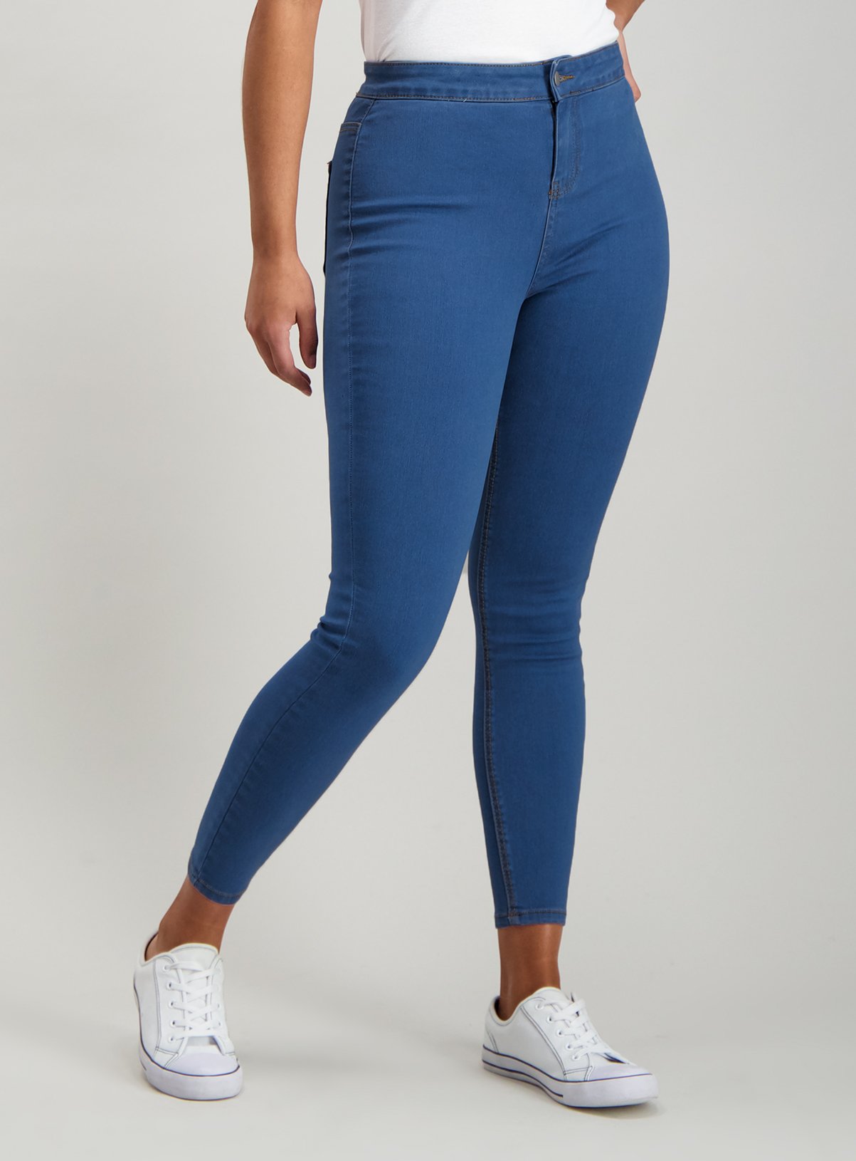 Mid Denim Blue High Waisted Skinny Jeans Review