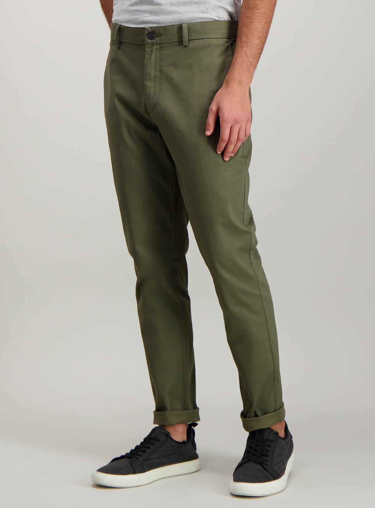 green slim chinos