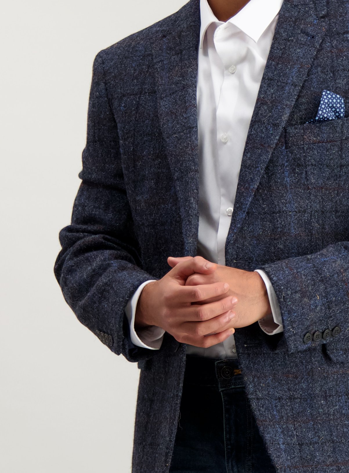 Navy Check Harris Tweed Tailored Wool Jacket Review