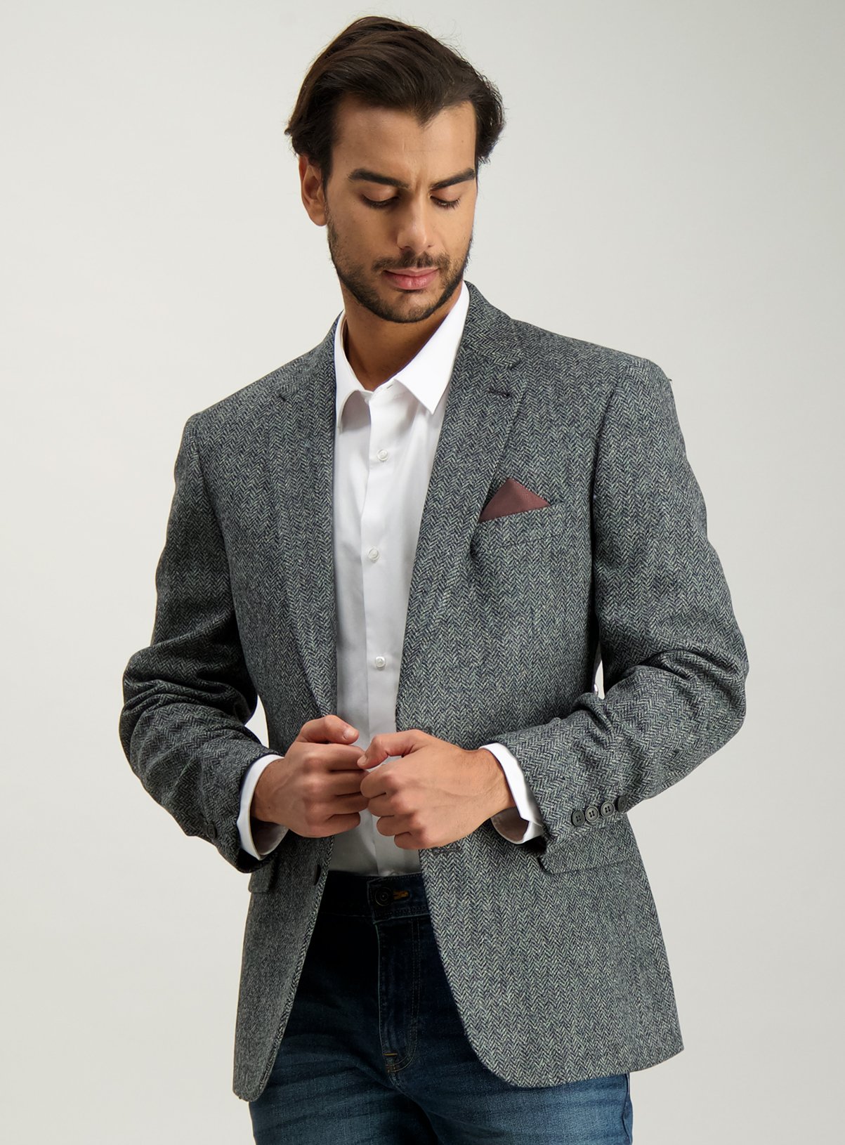 Grey Wool Herringbone Tailored Jacket Review