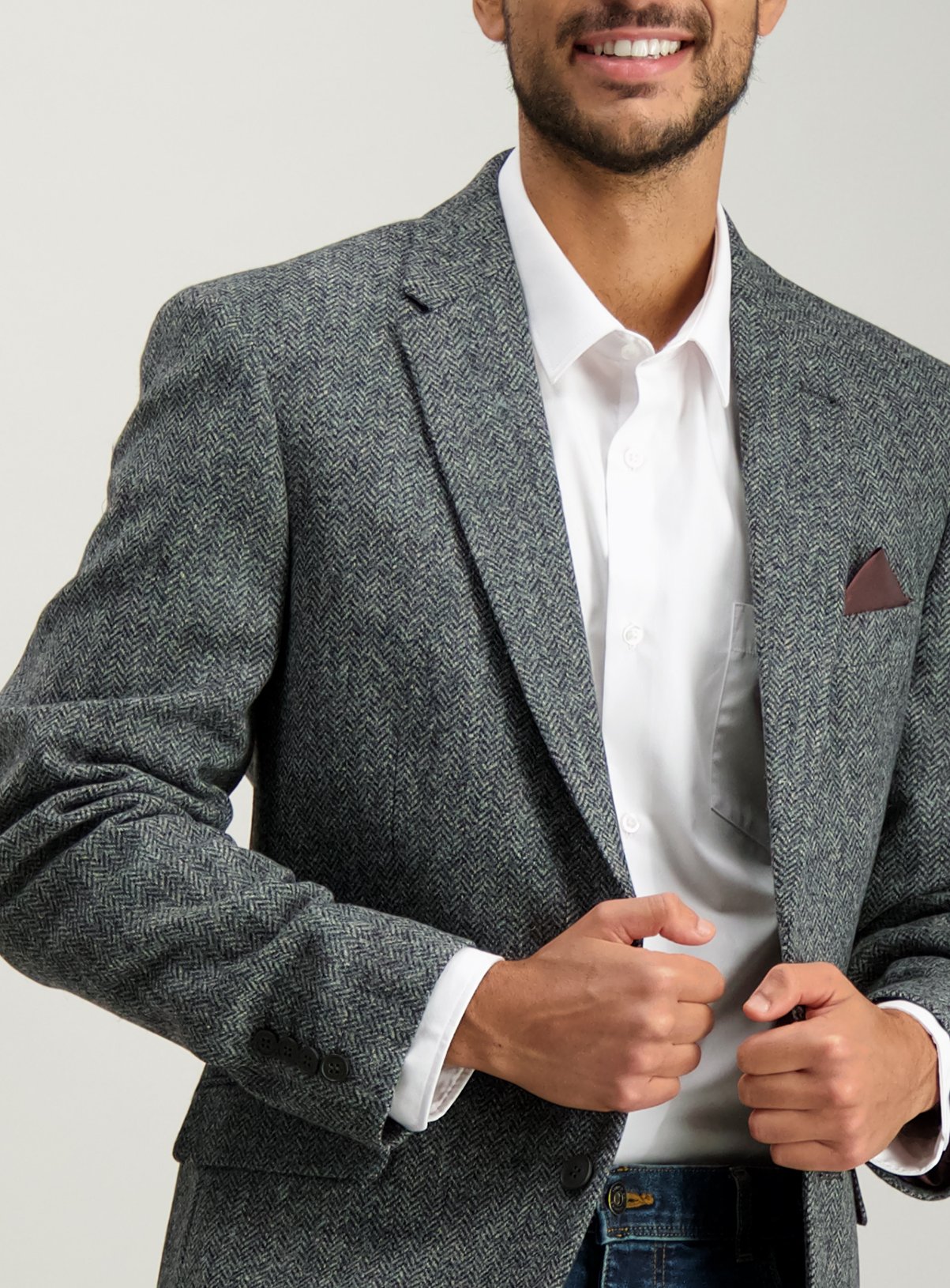 Grey Wool Herringbone Tailored Jacket Review