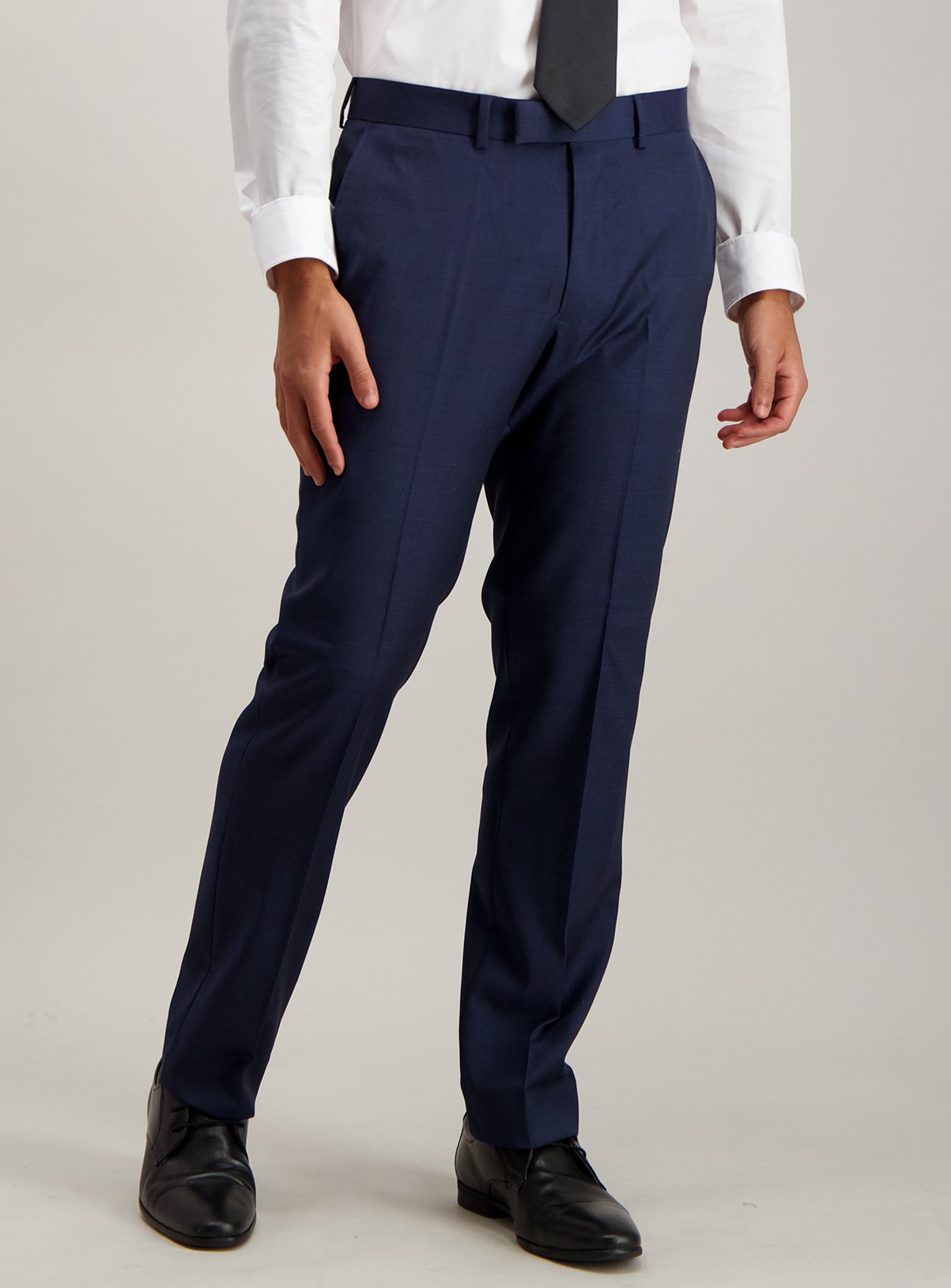 Blue Textured Wool Tailored Fit Suit Trousers Review