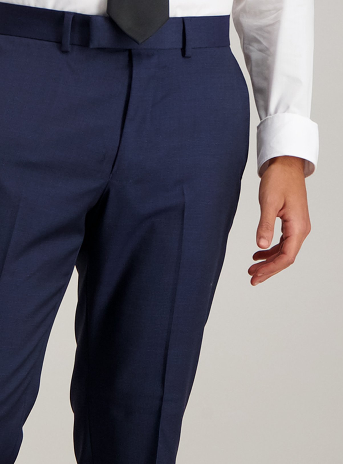 Blue Textured Wool Tailored Fit Suit Trousers Review