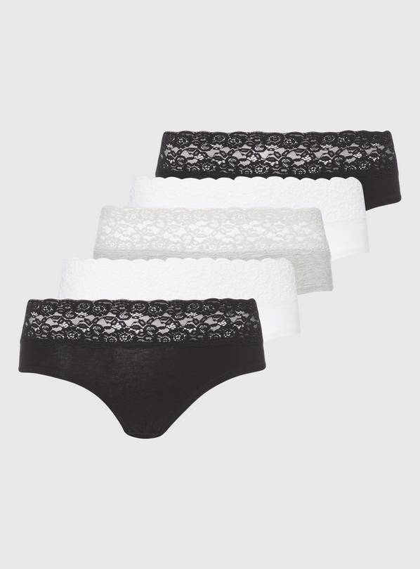 Buy Monochrome Comfort Lace Knicker Shorts 5 Pack - 20 | Knickers | Argos
