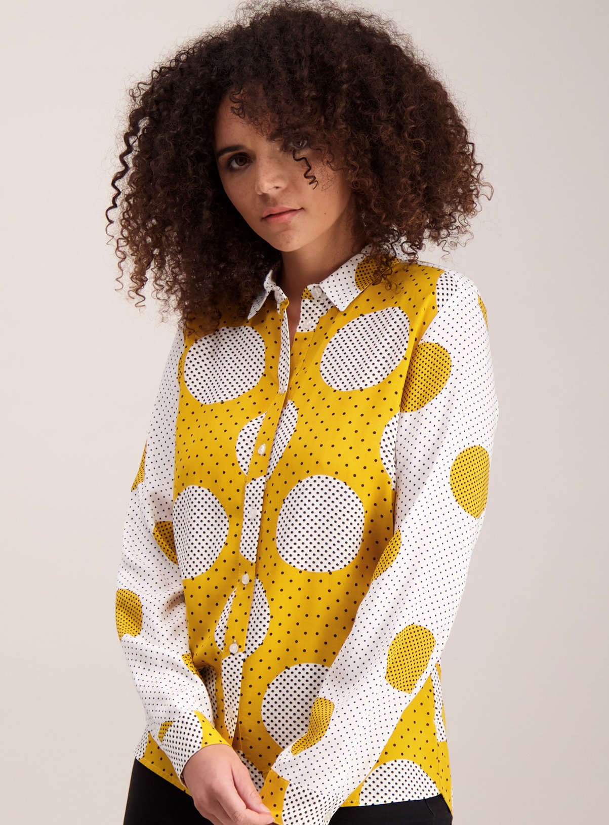 SKU: LS PLASTIQUE POP SPOT PRINT MIX & MATCH SHIRT:Yellow:26 - Image 1 thumbnail