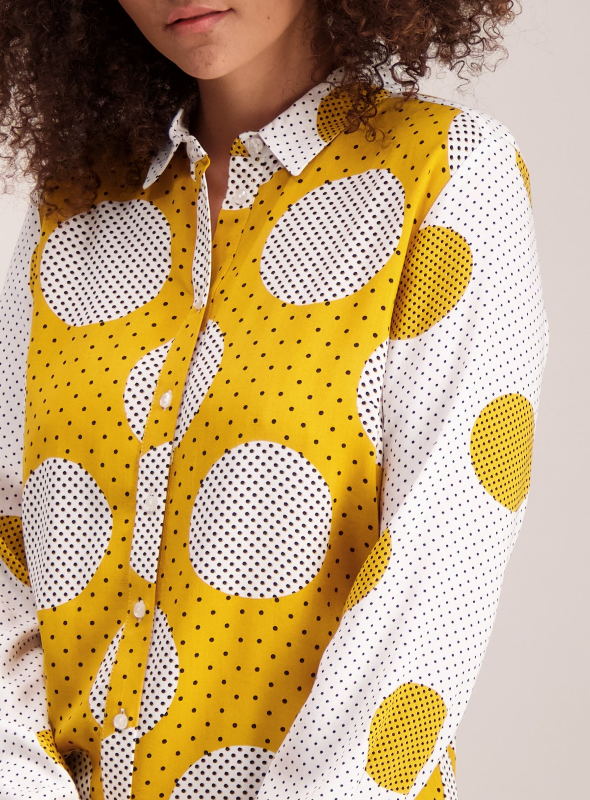 SKU: LS PLASTIQUE POP SPOT PRINT MIX & MATCH SHIRT:Yellow:26 - Image 2 thumbnail