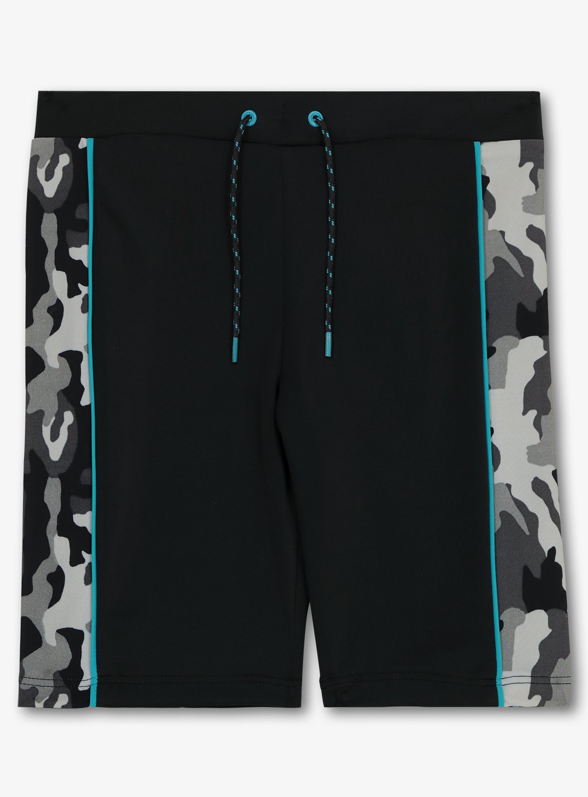 black camo swim shorts