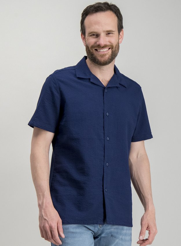 navy revere collar shirt