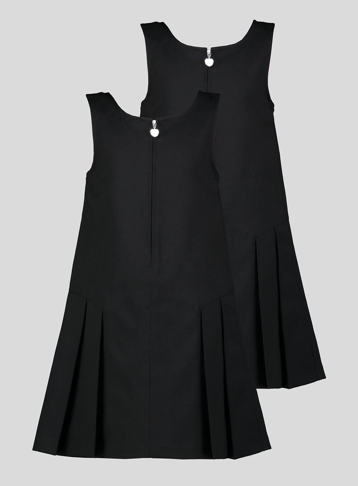 pleated zip up back pinafore dress
