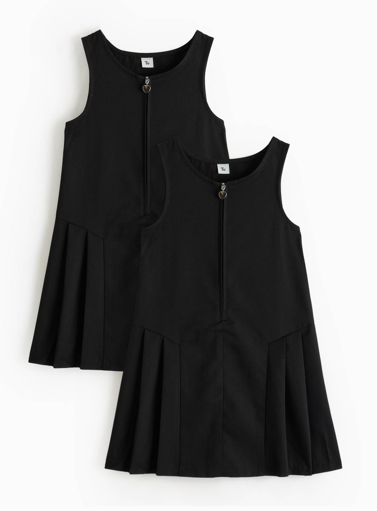 Black Pleated Zip Through Pinafore 2 Pack 9 years - Image 1