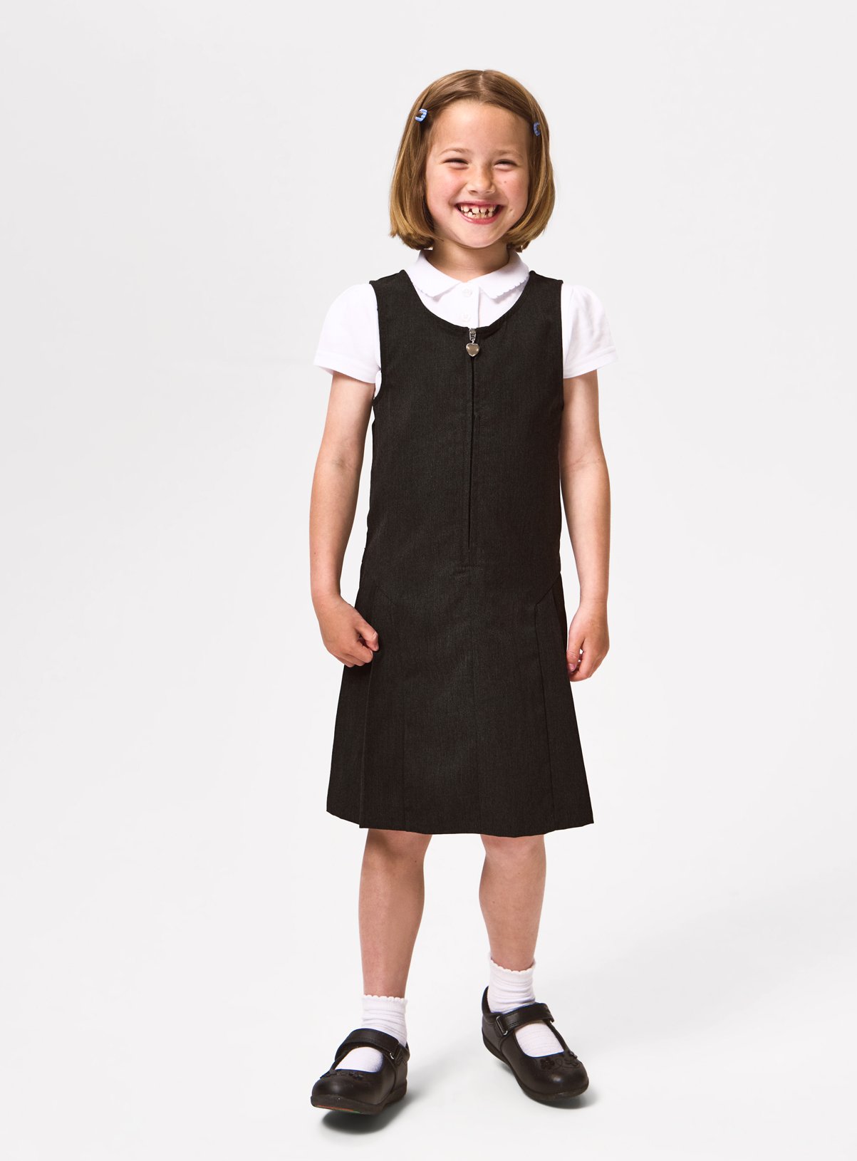 Black Pleated Zip Through Pinafore 2 Pack 9 years - Image 2 thumbnail