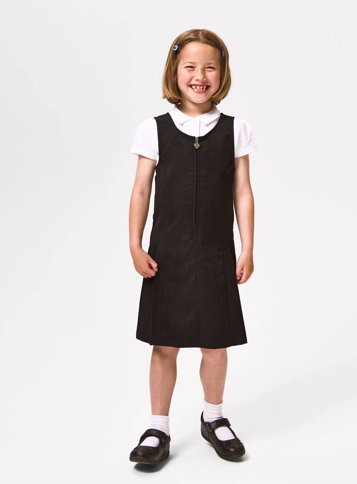 Black Pleated Zip Through Pinafore 2 Pack 9 years - Image 2