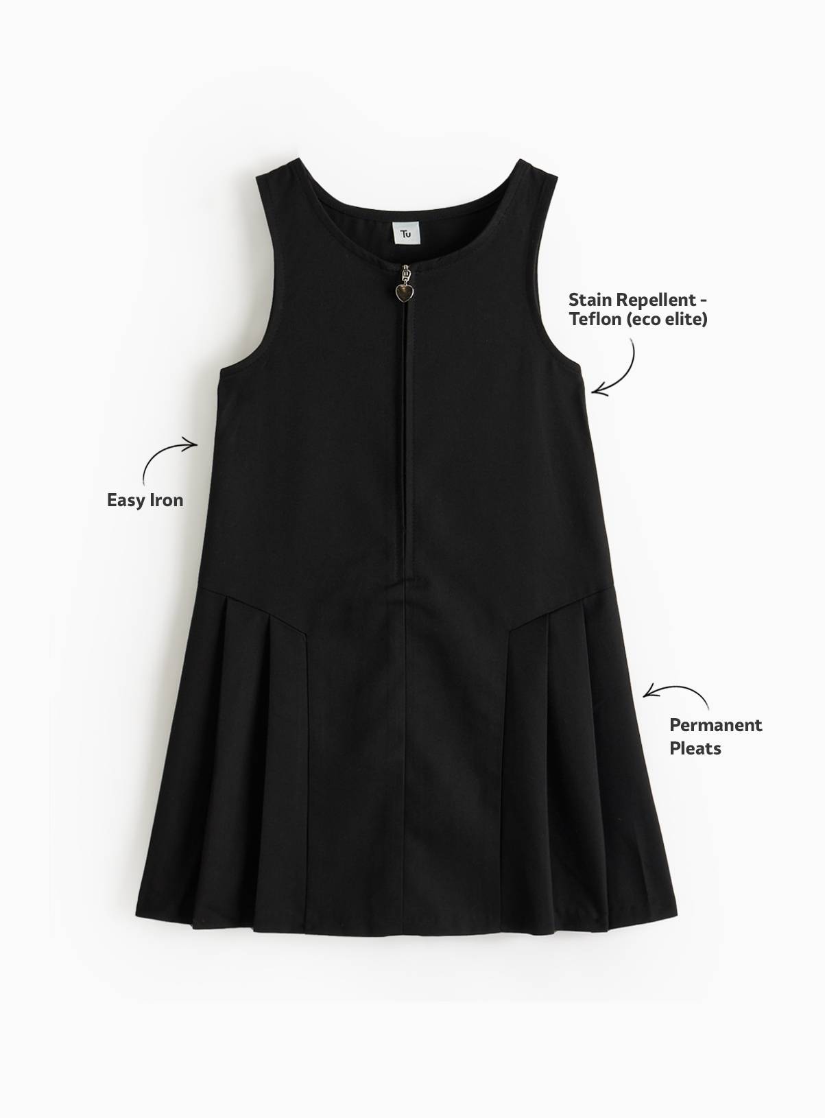 Black Pleated Zip Through Pinafore 2 Pack 9 years - Image 3