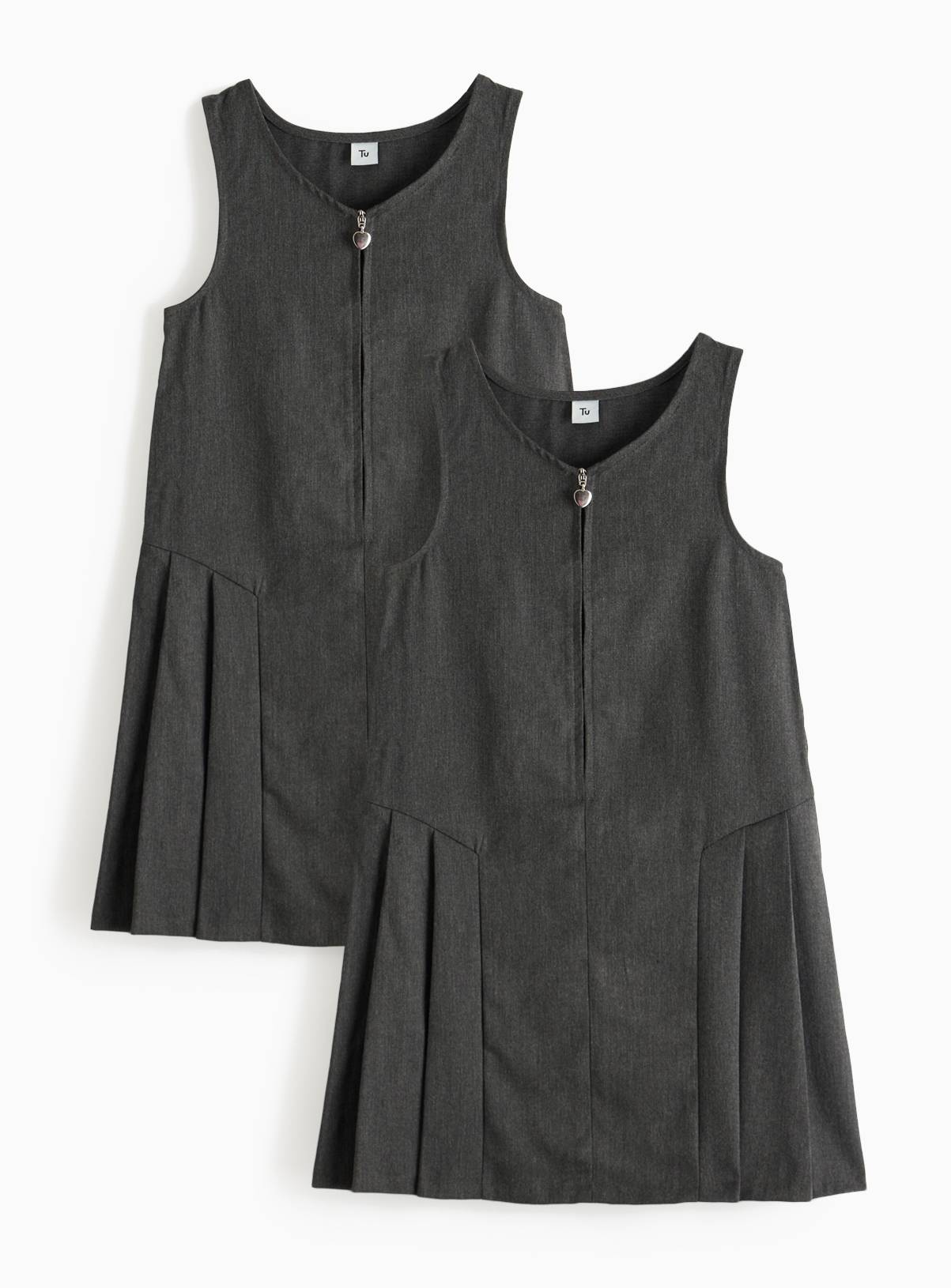 2 Pack Grey Zip Through Pinafores 4 years - Image 1