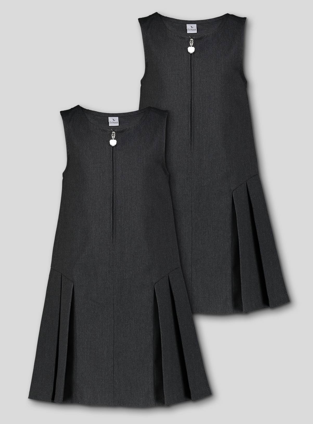 2 Pack Grey Zip Through Pinafores 10 years - Image 1