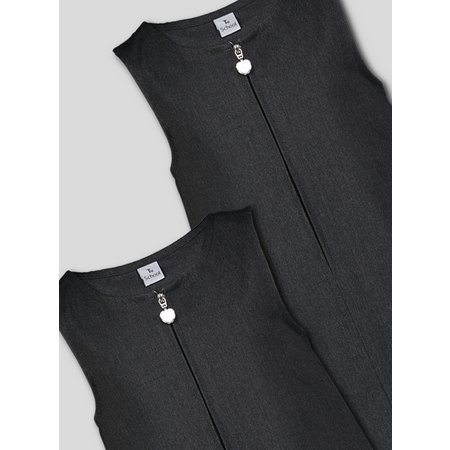 Grey Zip Front Pleated Pinafore Dress 2 Pack - 6 years