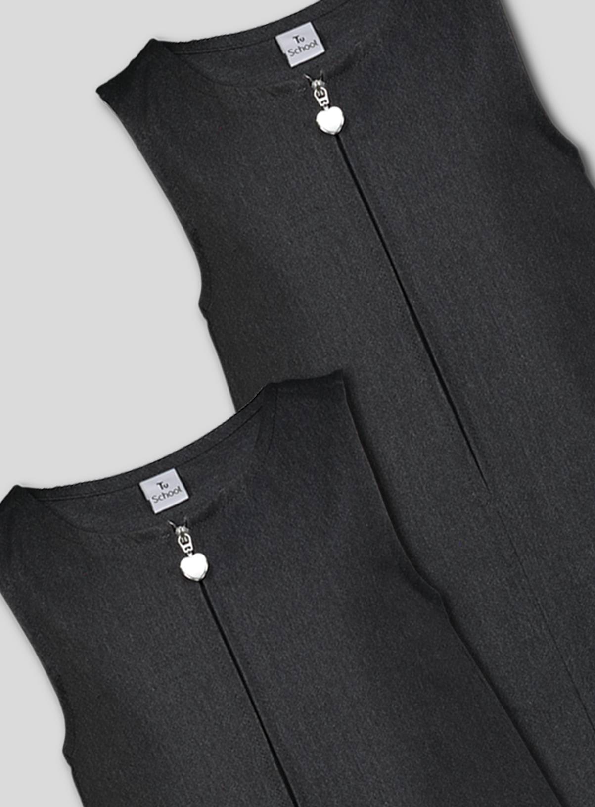 2 Pack Grey Zip Through Pinafores 10 years - Image 2