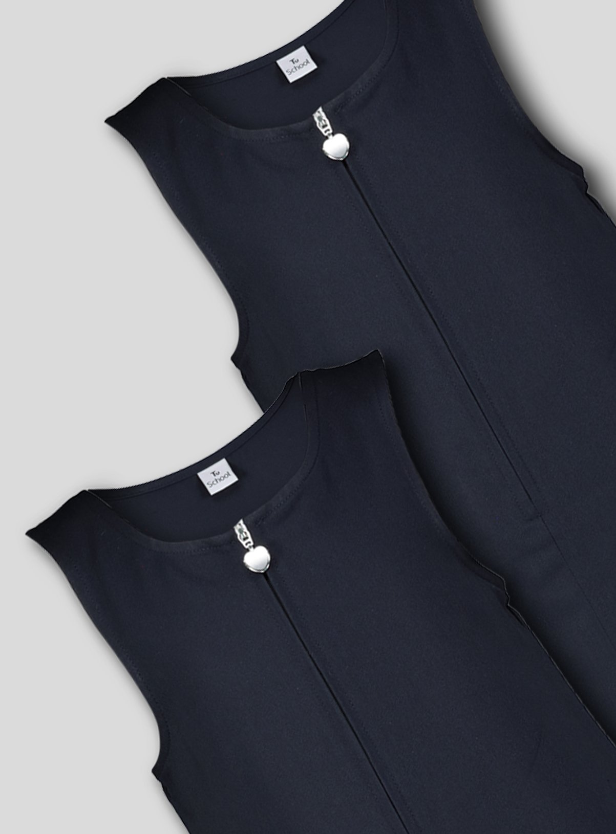 Navy Zip Front Pleated Pinafore Dress 2 Pack Review