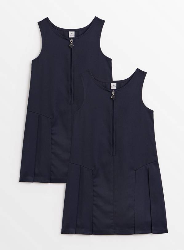 2 Pack Navy Zip Through Pinny 12 years