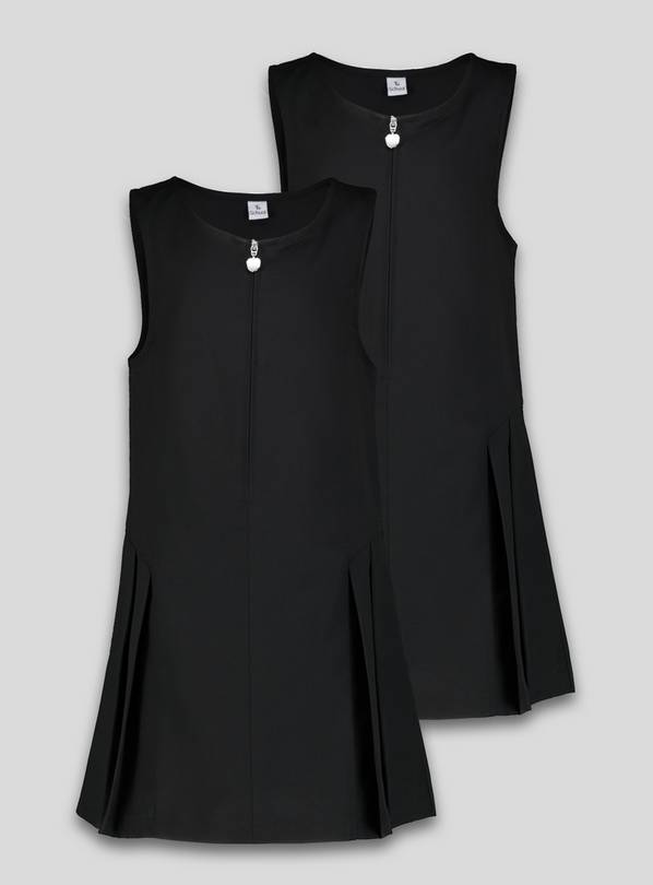 Black Zip Pleated Plus Fit Pinafore 2 Pack 8 years