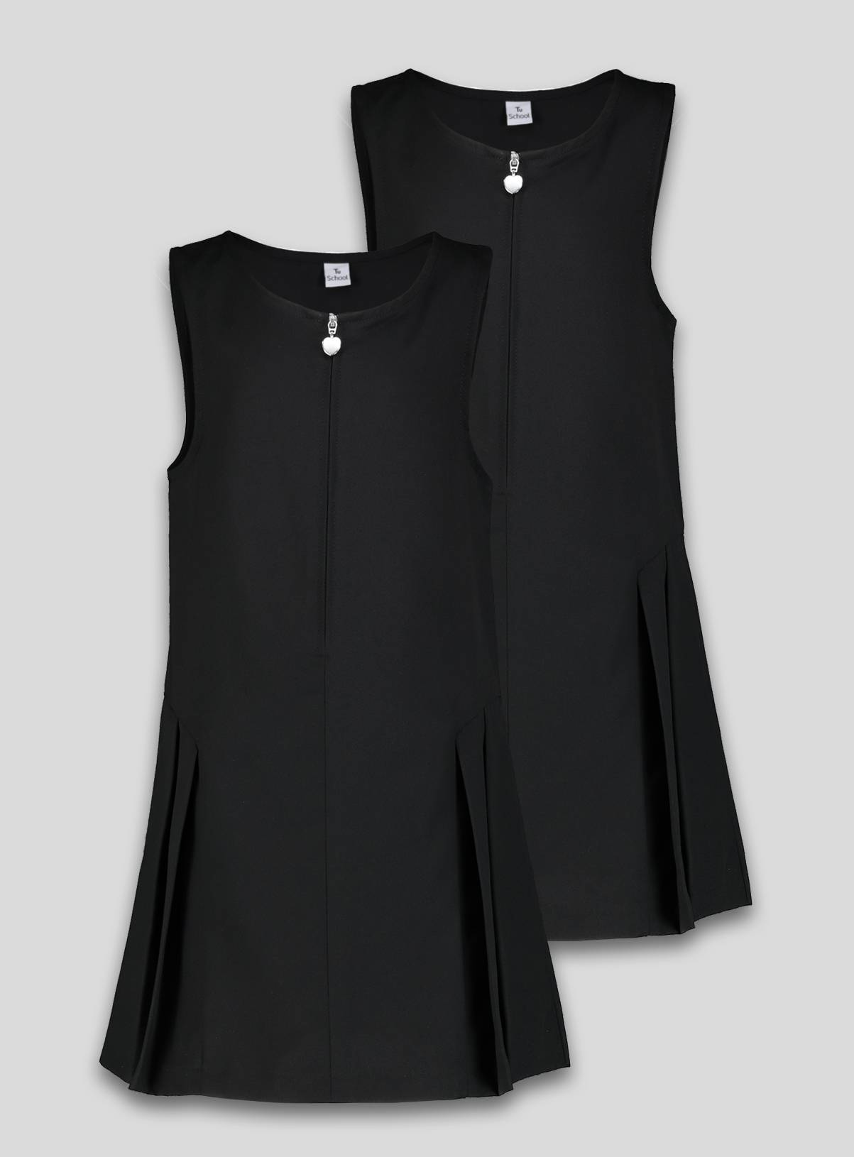  2 Pack Black Zip Through Pinafores Plus Fit 5 years - Image 1