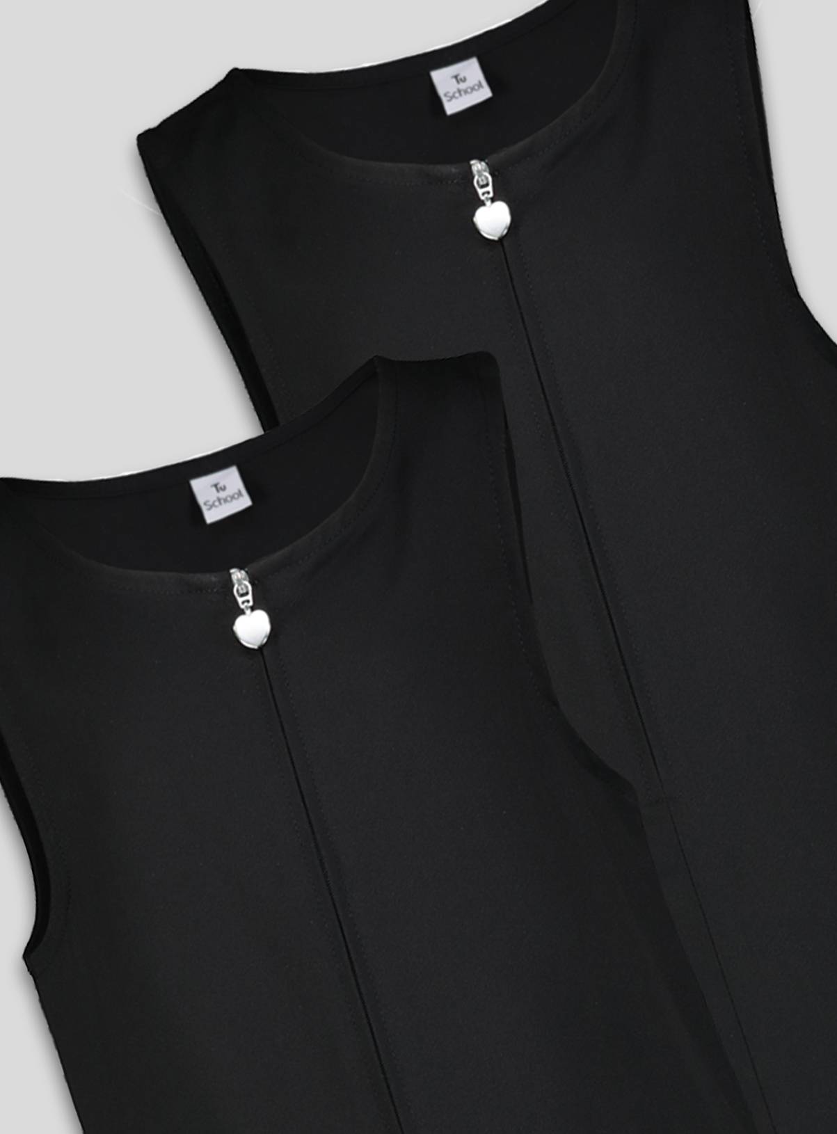  2 Pack Black Zip Through Pinafores Plus Fit 5 years - Image 2