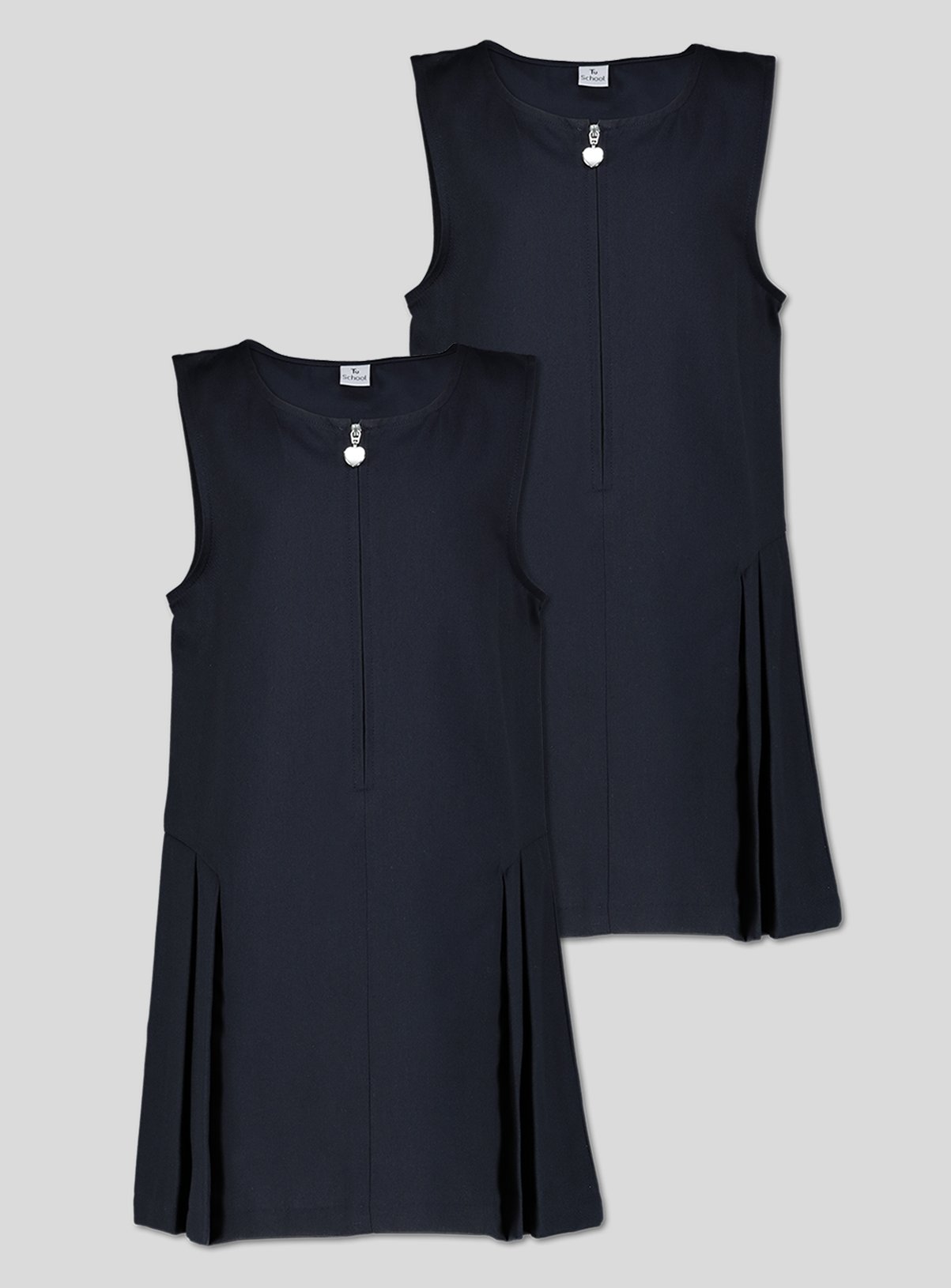 Navy Zip Front Pleated Pinafore Dress Plus Fit 2 Pack Review