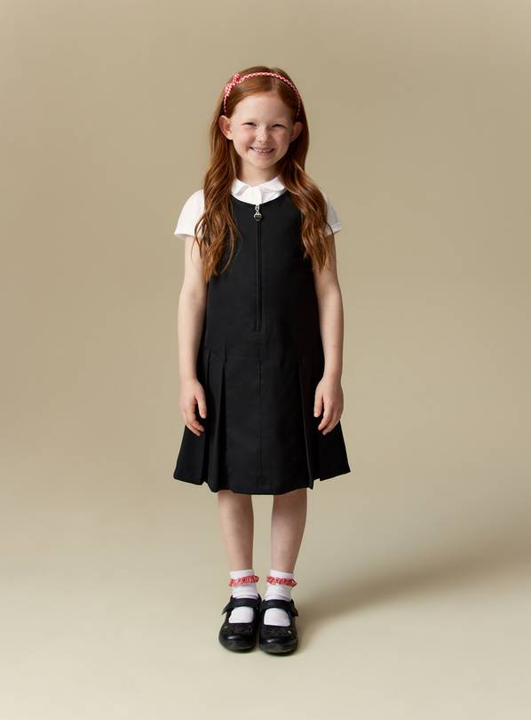 Buy Black Jersey Pinafore 2 Pack 3 years School dresses Tu