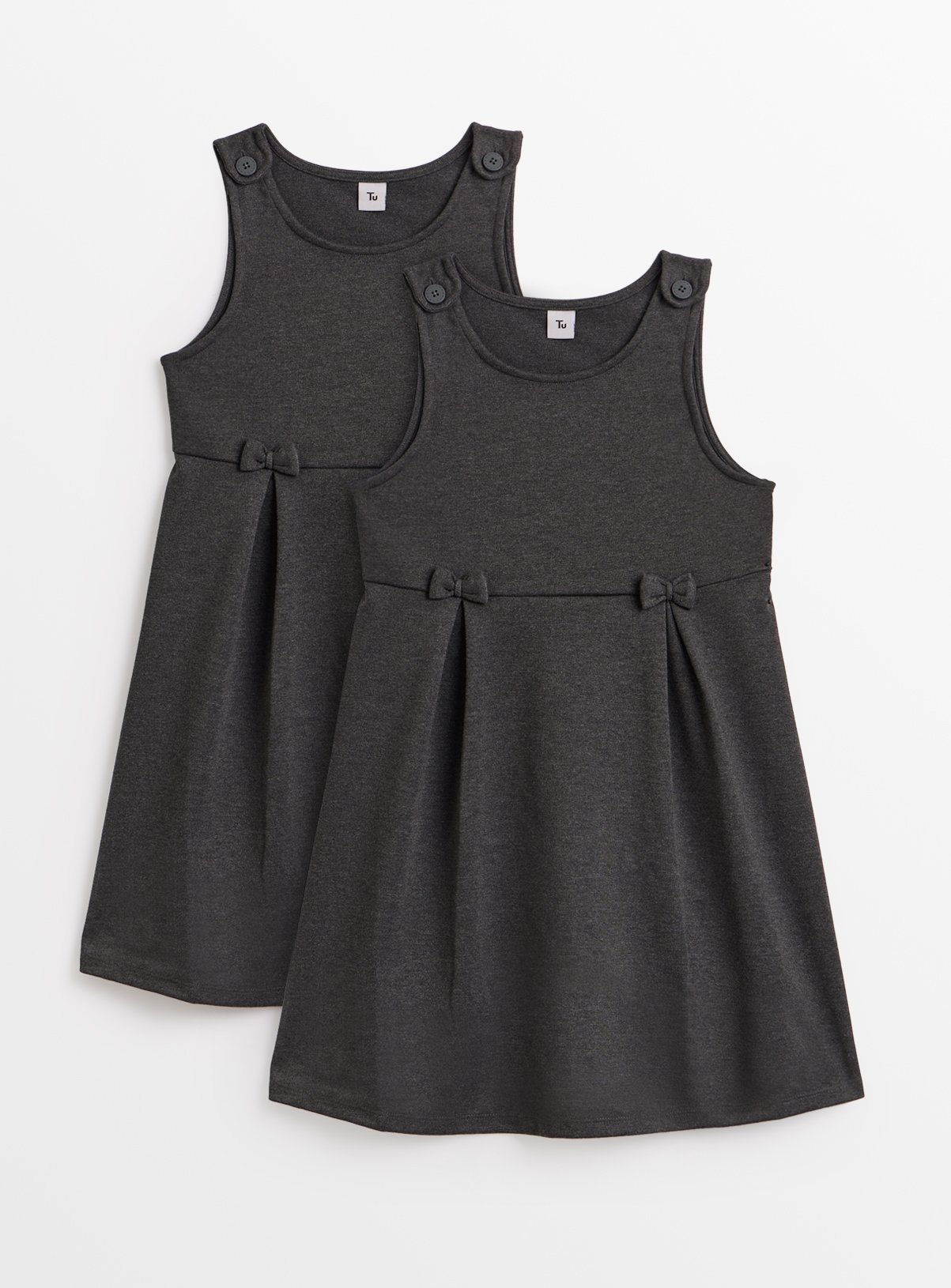 Kids Grey Jersey Pinafore 2 Pack (3-12 