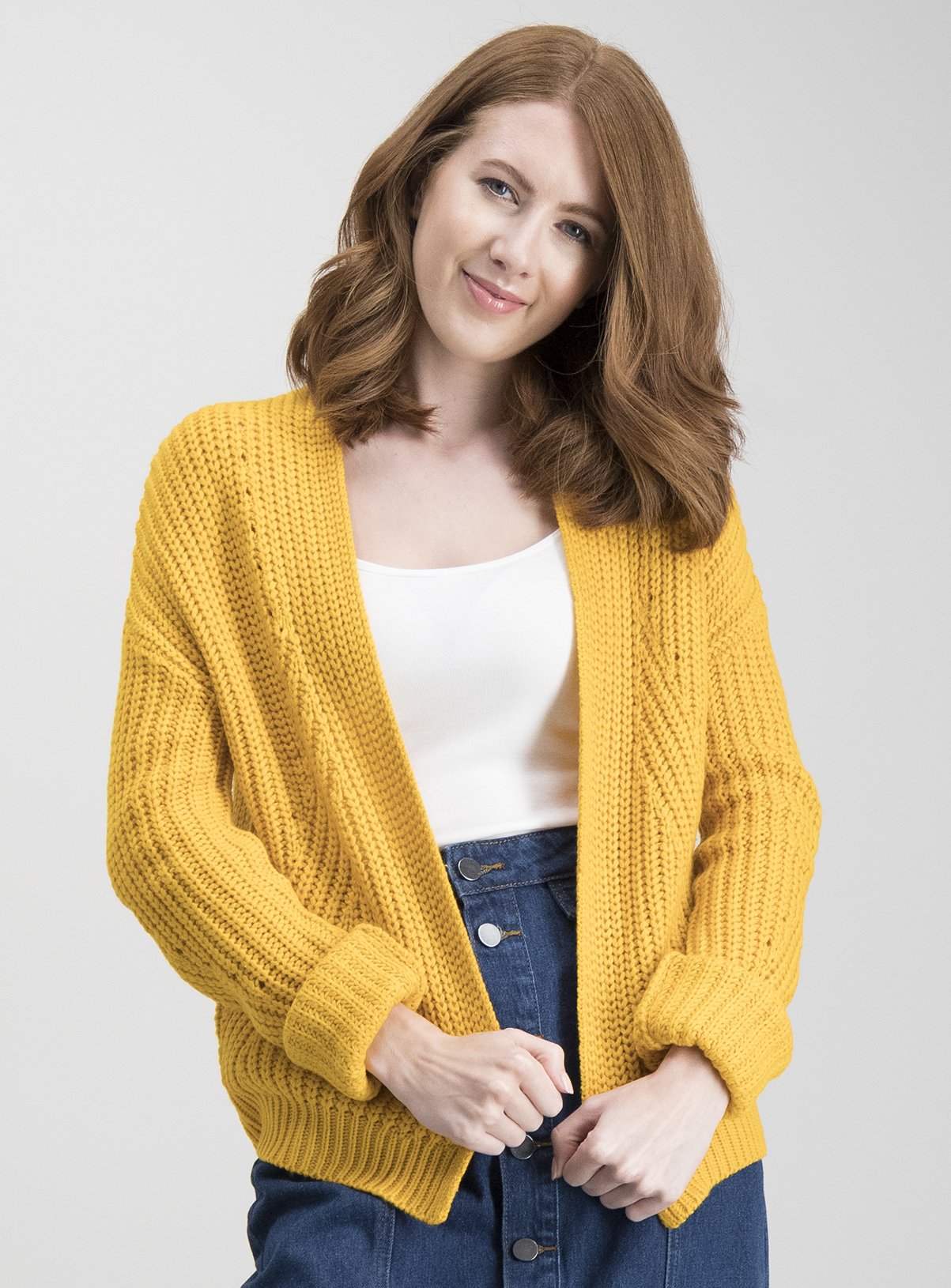 mustard yellow cardigan