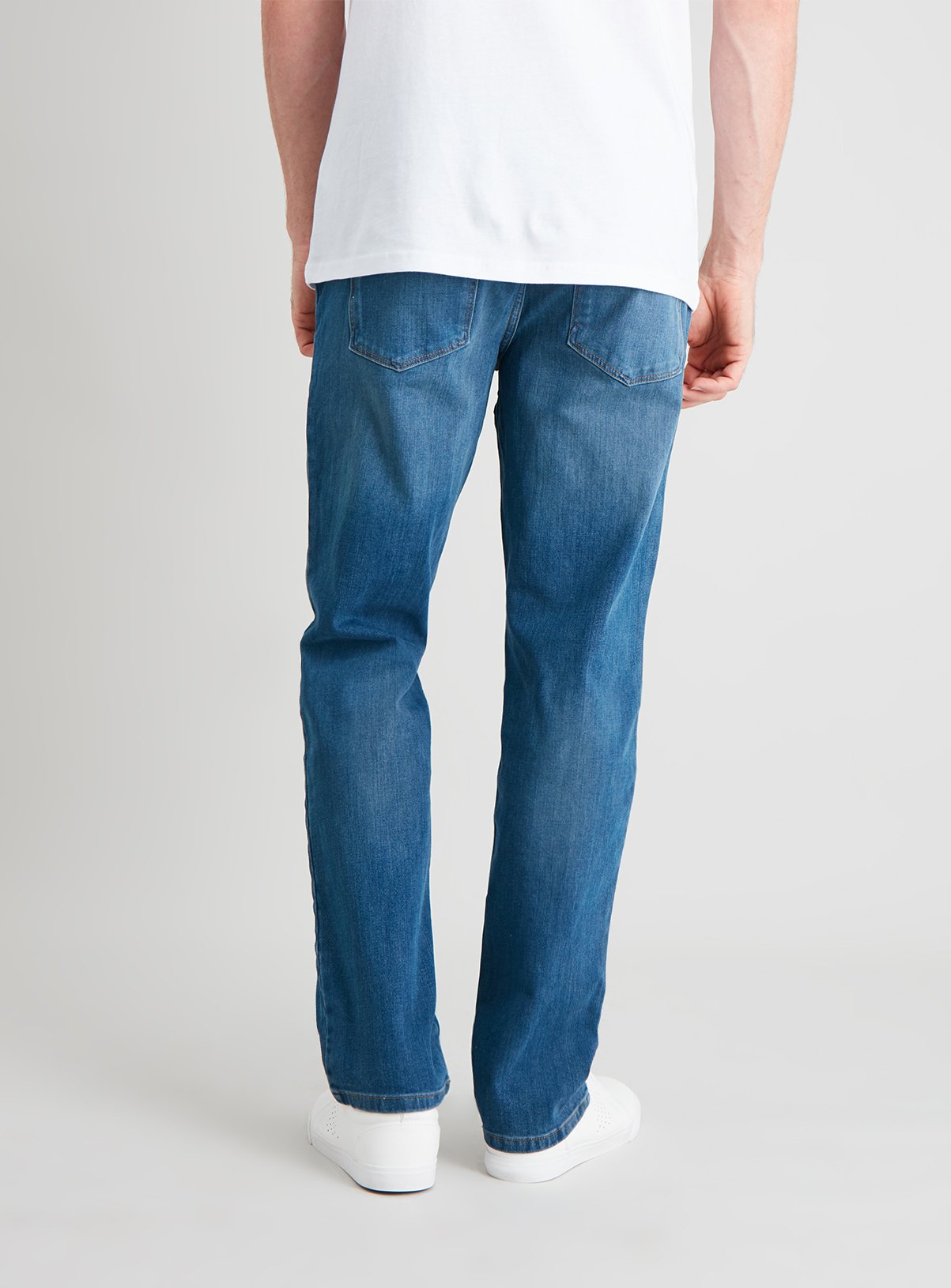 Blue Straight Leg 4 Way Stretch Denim Jeans Review