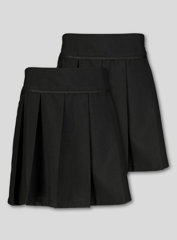 Buy Black Permanent Pleat Plus Fit Skirt 2 Pack 4 years School