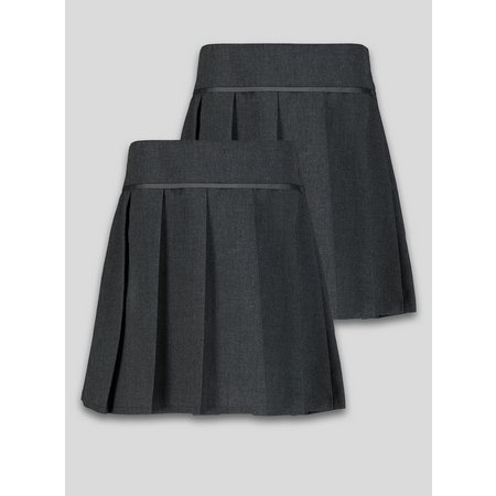 Grey Permanent Pleat Plus Fit Skirt 2 Pack - 4 years