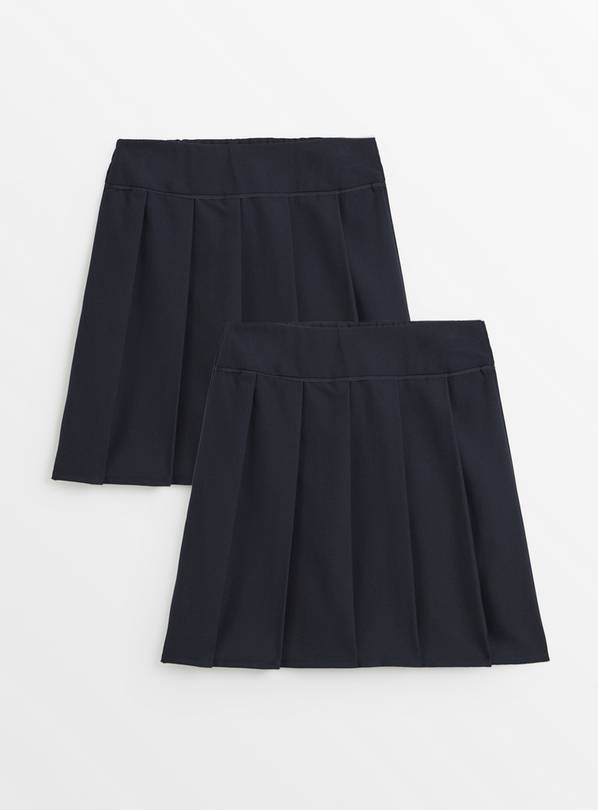 Navy Permanent Pleat Plus Fit Skirt 2 Pack 6 years